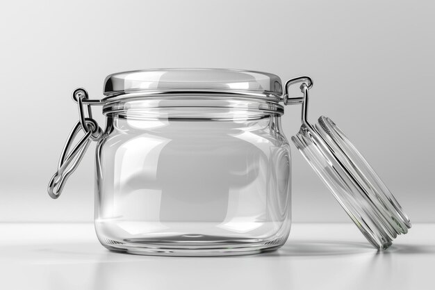 Glass Jar with Metal Clasp Open and Ajar