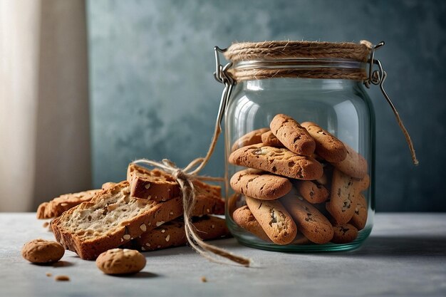 Glass Jar with Twine Ribbon and Biscotti