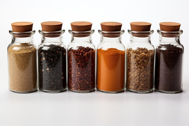 Glass Jars For Organizing Spices Isolated on White Background Generative Ai