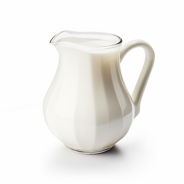 Photo a glass jug with a handle that says milk in it