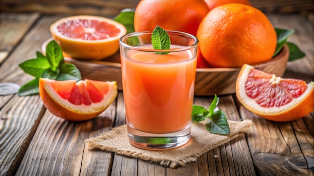 Photo a glass of juice next to a glass of juice and a grapefruit