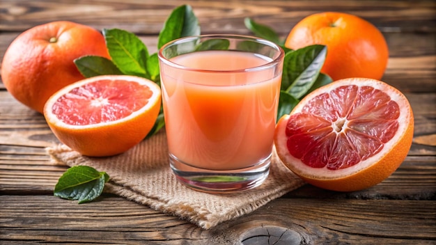 Photo a glass of juice next to a grapefruit and a half full glass of juice