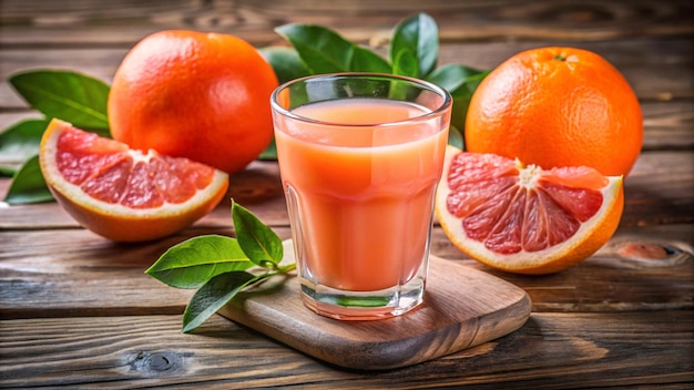 Photo a glass of juice next to a grapefruit