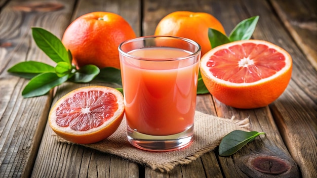 a glass of juice and a half of grapefruit