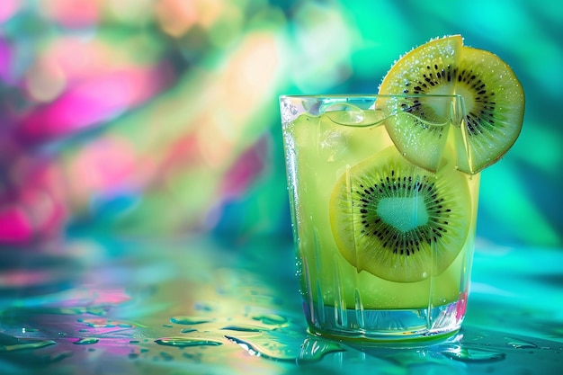 Photo a glass of kiwi fruit with a kiwi kiwi on it