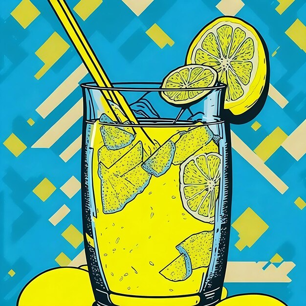 Photo a glass of lemon juice portrait art illustration generative ai