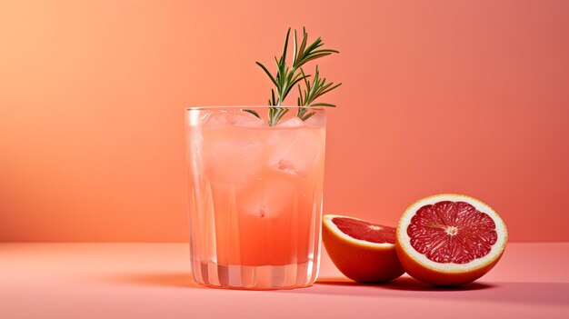 Photo a glass of lemonade next to a lemon and a grapefruit