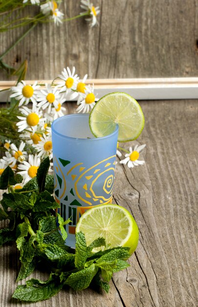 Glass of lemonade with mint