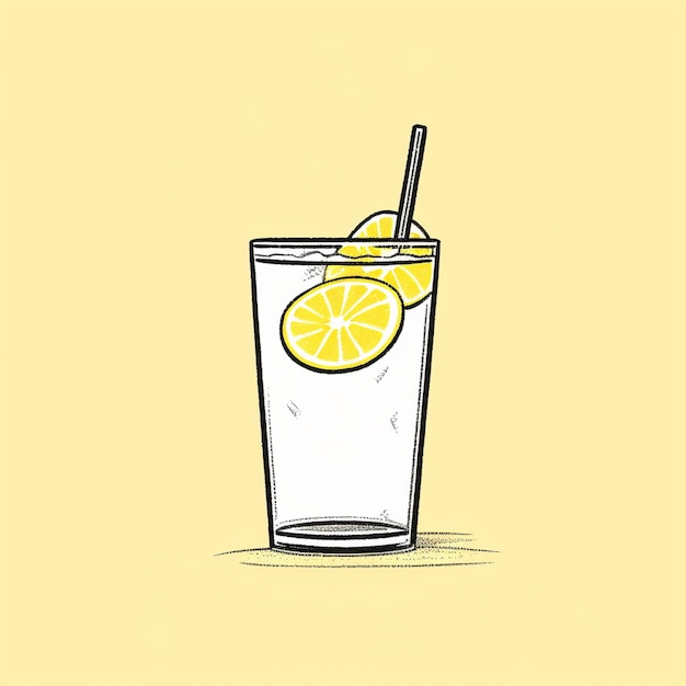 A glass of lemonade with a straw in it.