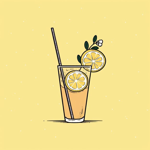 A glass of lemonade with a straw and a straw.