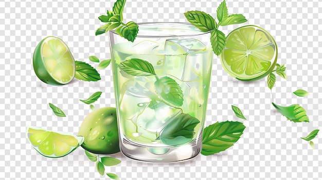 Photo a glass of limeade with limes and mint leaves