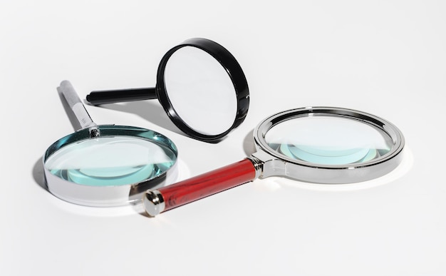 Photo glass magnifies threefold loupe zooms background transparent lens study science concept