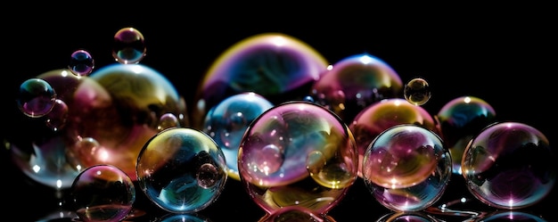 A glass marble with a black background is sitting on a table.