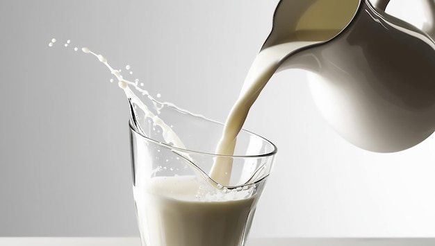 Photo a glass of milk being poured into a glass