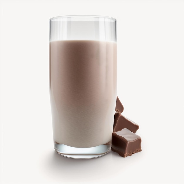 Photo a glass of milk next to a chocolate bar.