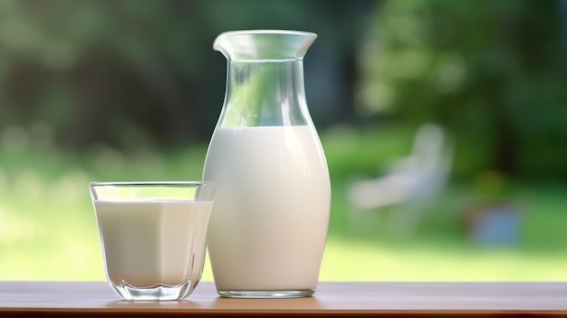 A glass of milk and a glass of milk on a table illustration images