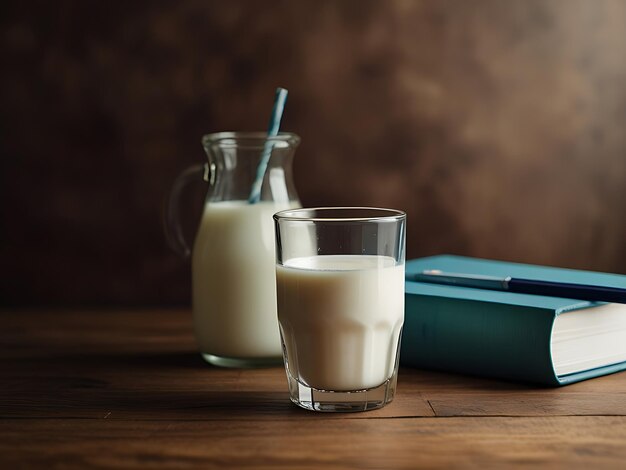 Photo a glass of milk and a glass of milk on a table