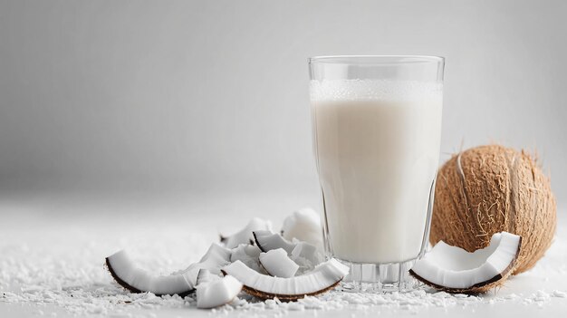 Photo a glass of milk and a pile of flour on a table