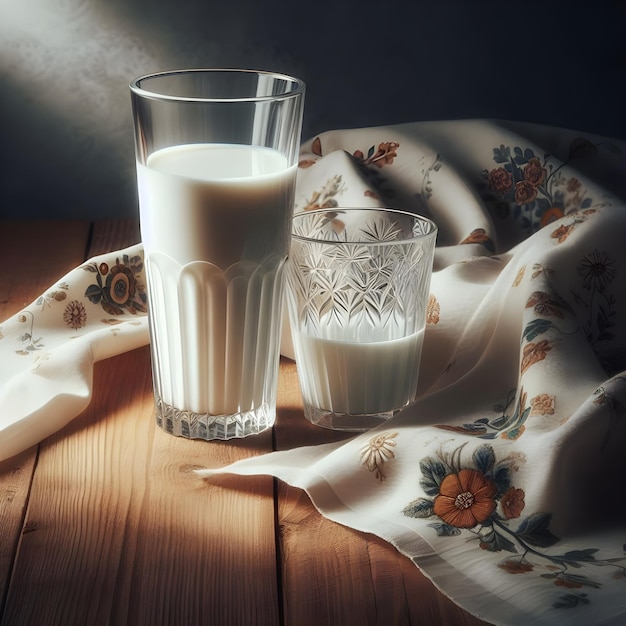 Photo a glass of milk on a table