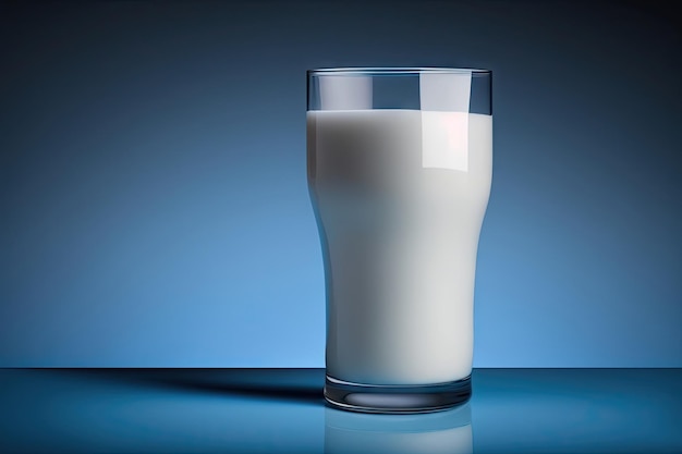 Glass of milk with blue background Made by AIArtificial intelligence