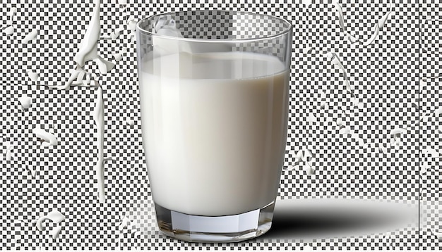 Photo a glass of milk with a bottle of milk in it