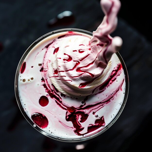 Photo a glass of milkshake with a bunch of berries on it