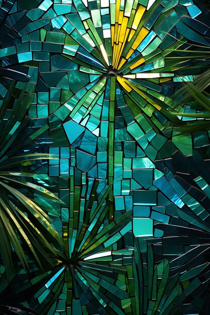 Glass Mosaic Sacred Cross Filled With Palm Leaf Patterns and Cross Palm Sunday Photo Christian Art