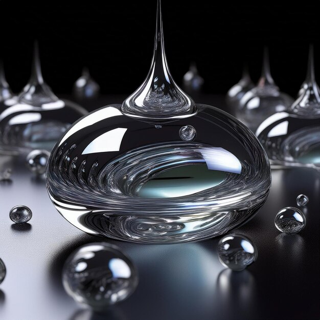 a glass object with water drops on it and the bottom is a clear glass object