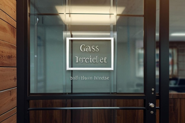 Photo glass office door sign mockup