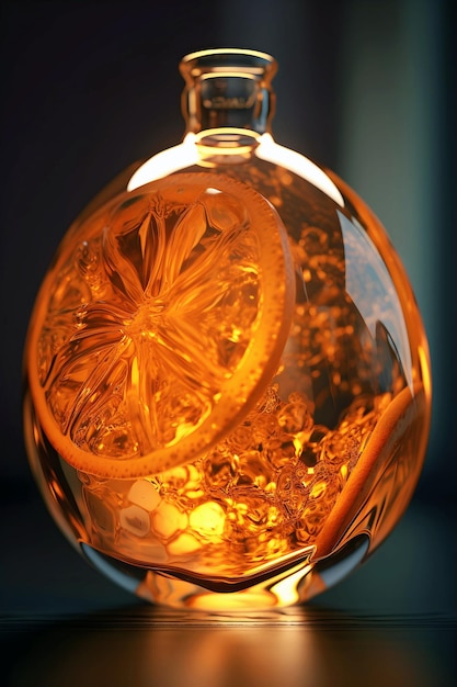 a glass orange fragile and delicate object with smoothy