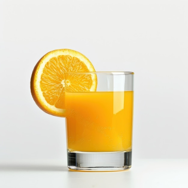 Photo a glass of orange juice garnished with a fresh orange slice