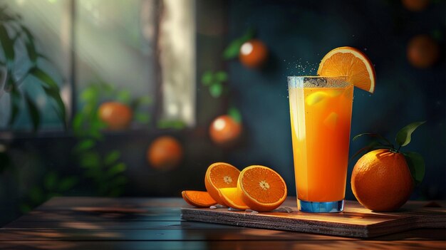 Photo a glass of orange juice next to a glass of orange juice