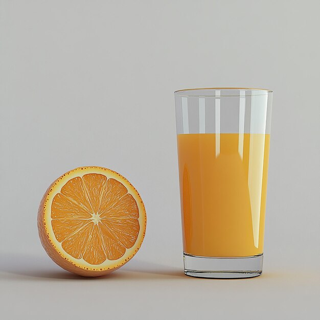 Photo a glass of orange juice next to a half an orange