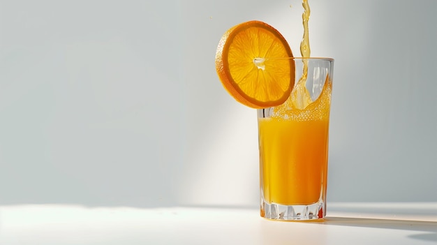 Photo a glass of orange juice is filled with orange juice