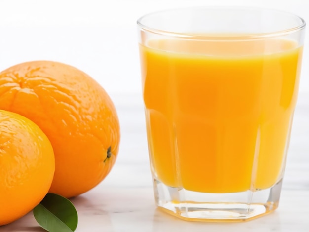 A glass of orange juice is half full of orange juice