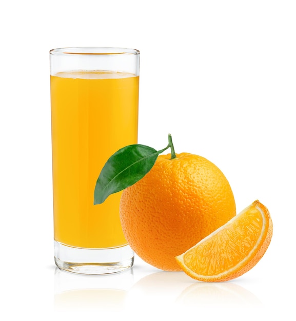 Glass of orange juice isolated on white background with clipping path