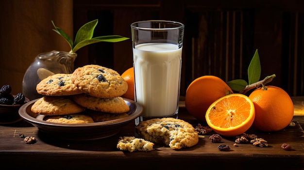 A glass of orange juice with homemade oatmeal