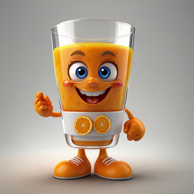 a glass of orange juice with a smiley face and a smiley face AI Generated