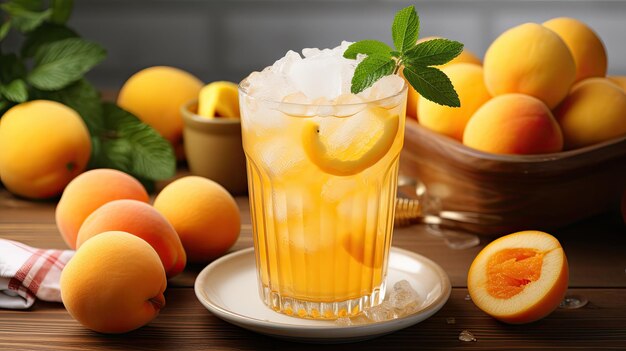 a glass of orange juice with a straw on the side.