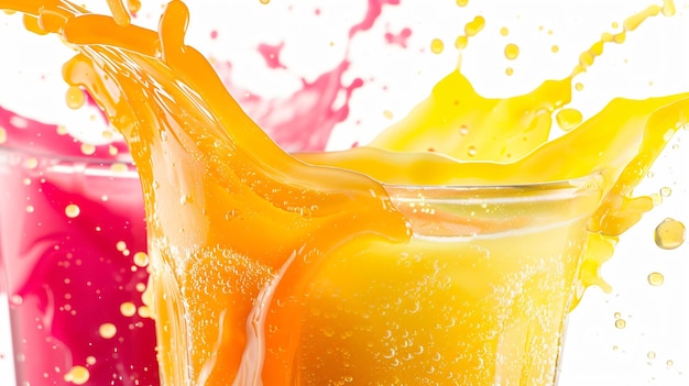 Photo a glass of orange liquid with orange and yellow colors