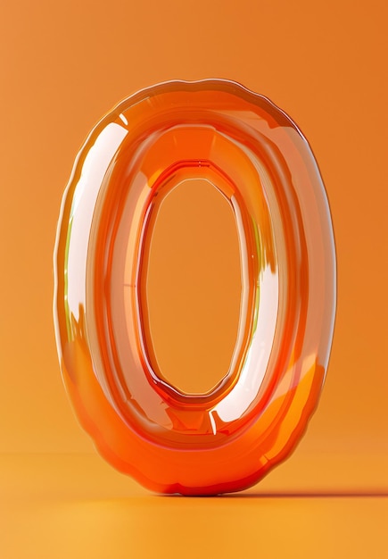 a glass orange and orange glass sculpture with a number o in it