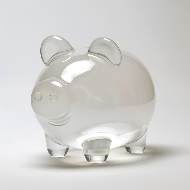 a glass piggy bank with a piggy bank on it