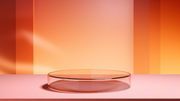 Glass Platform on Pink and Orange Gradient Background