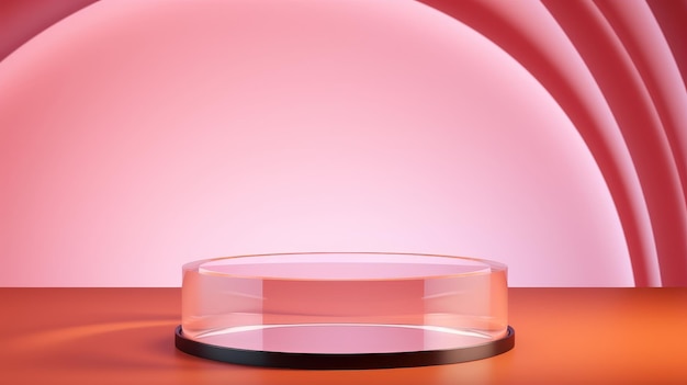 Glass Platform with Pink Background