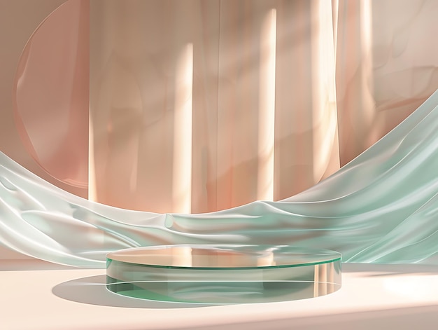 A Glass Podium with Natural Shapes and Soft Light Modern Glass Podium Stunning Illustration of a Glass Podium