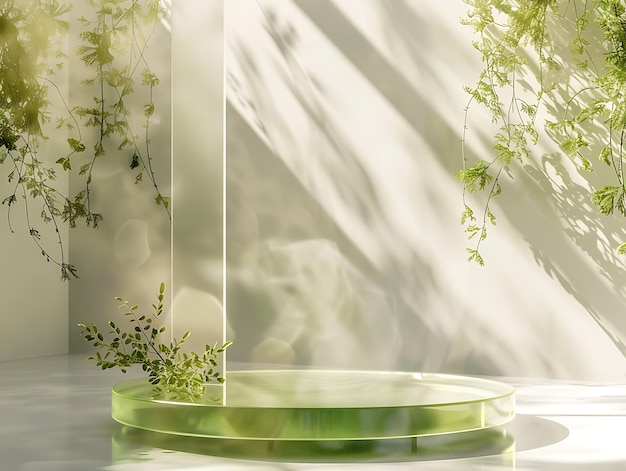 A Glass Podium with Natural Shapes and Soft Light Modern Glass Podium Stunning Illustration of a Glass Podium