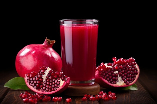 Glass of pomegranate juice and garnet seeds