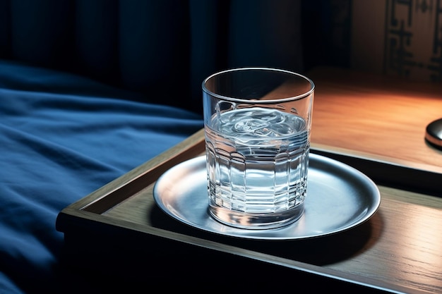 Glass of Pure Water on the Bedside Table Generative AI