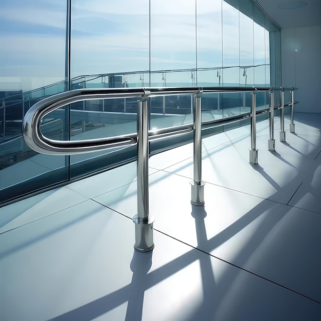 Photo a glass railing in a building