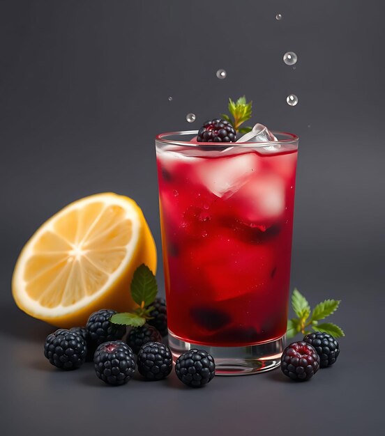 Photo a glass of red liquid with a lemon wedge next to it and a lemon wedge